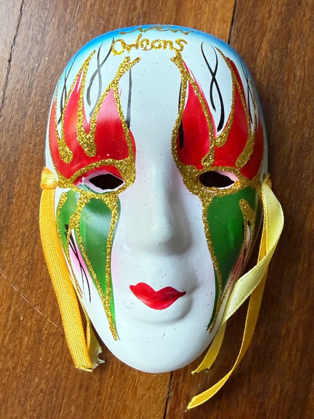 NEW New Orleans Mardi Gras Pottery Face Mask Decor for wall / display